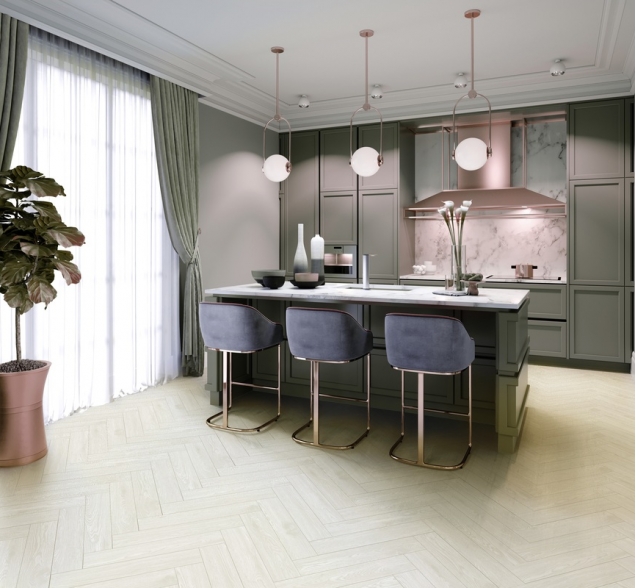 Виниловый ламинат SPC "Cronafloor" Herringbone Дуб Нант (640*128*4,5 мм) — купить в Ульяновске