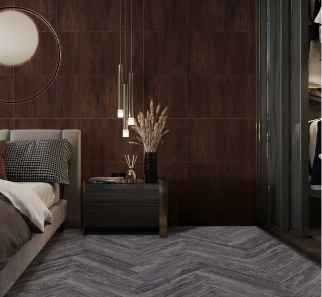 Виниловый ламинат SPC "Cronafloor" Herringbone Дуб Бордо (640*128*4,5 мм) — купить в Ульяновске